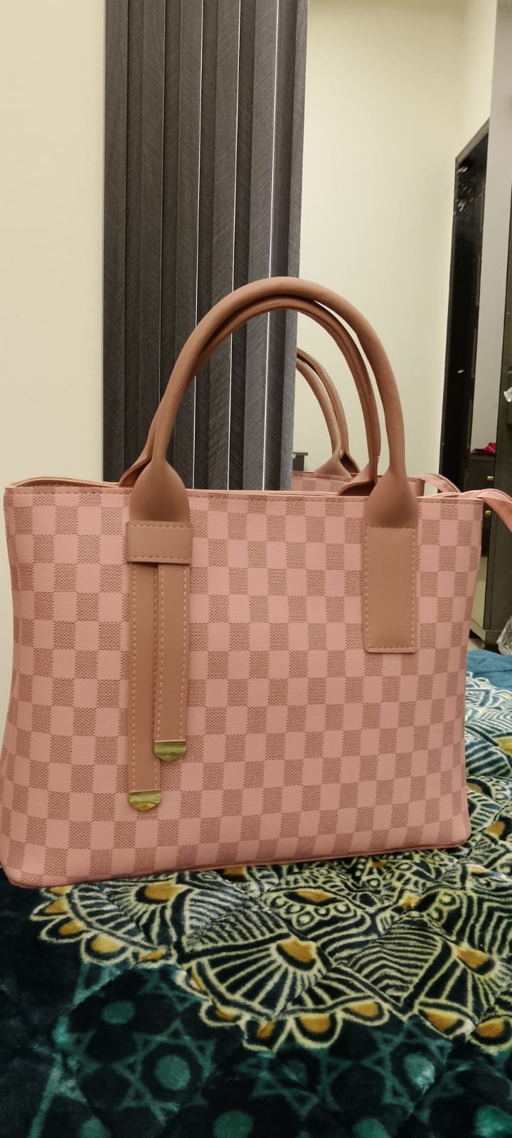 Tan Checkered Tote