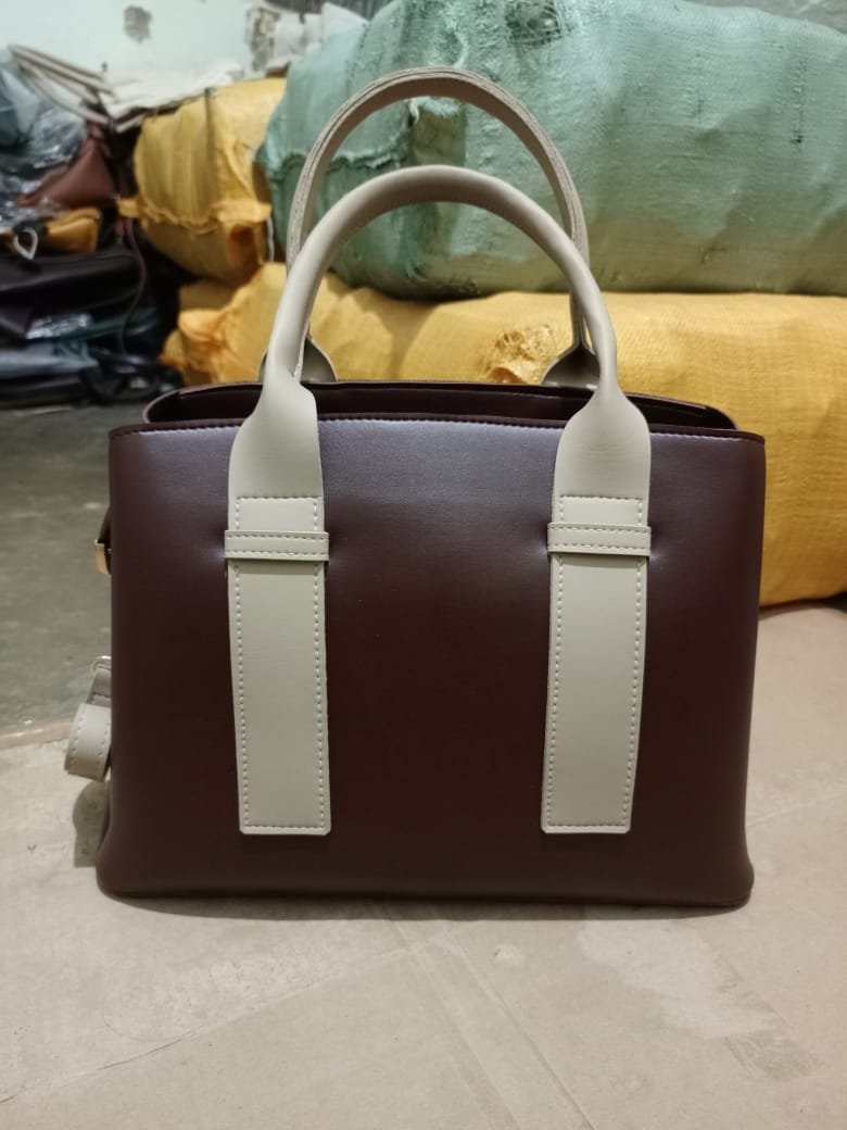 Burgundy Contrast-Handle Tote