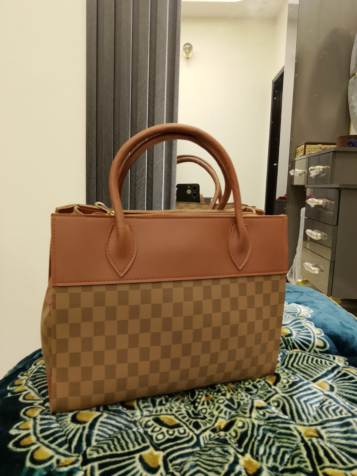 Tan Checkered Mini